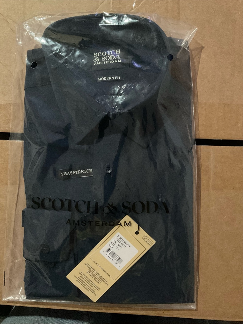 Scotch & Soda Men's Button Up Dress Shirt Size 16.5-42 Navy Blue - Stretch - NWT
